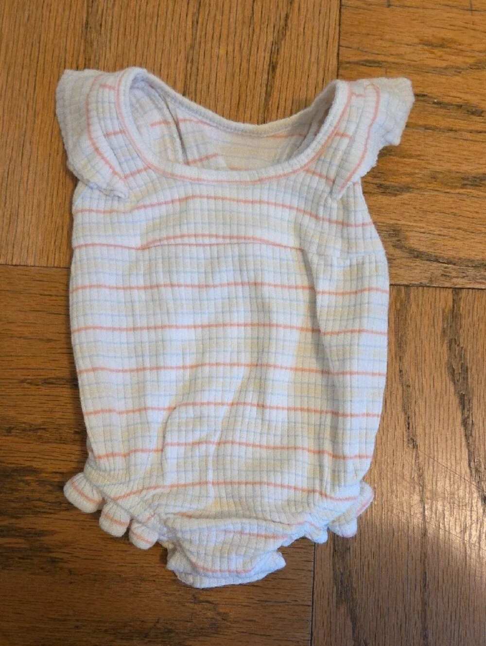 cloud island White Baby Romper with Pink & Light Blue Stripes